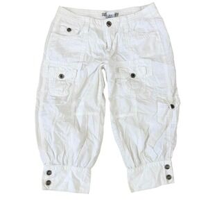 subway jeans white bubble hem cargo capris size 5
